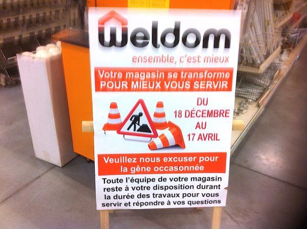 panneau Weldom de signalisation de travaux