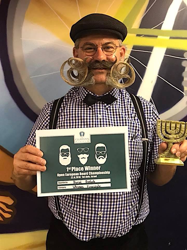 Hervé Diebolt, Champion d'Europe Barbe et Moustaches, catégorie Freestyle à Tel Aviv-Jaffa, en Israël