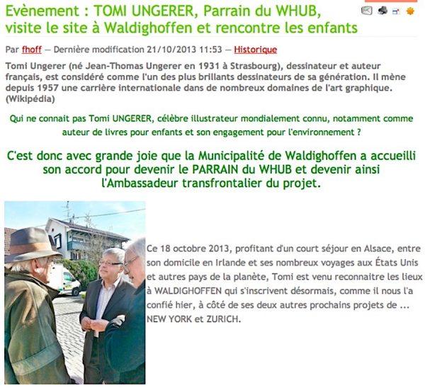 Visite de Tomi Ungerer à Waldighoffen en octobre 2013-1